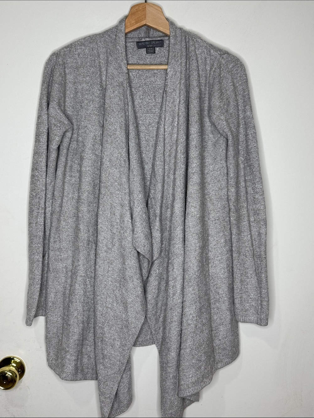 Barefoot Dreams Heather Gray Open-Front Draped Cardigan S/M